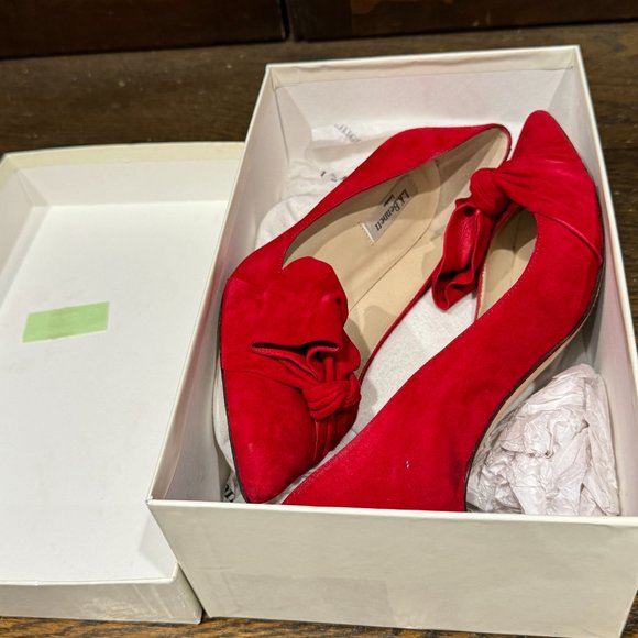 LK Bennett Caitlyn Bow Stiletto Heeled Court Shoes, Roca Red Suede Size 38 - Picture 3 of 9